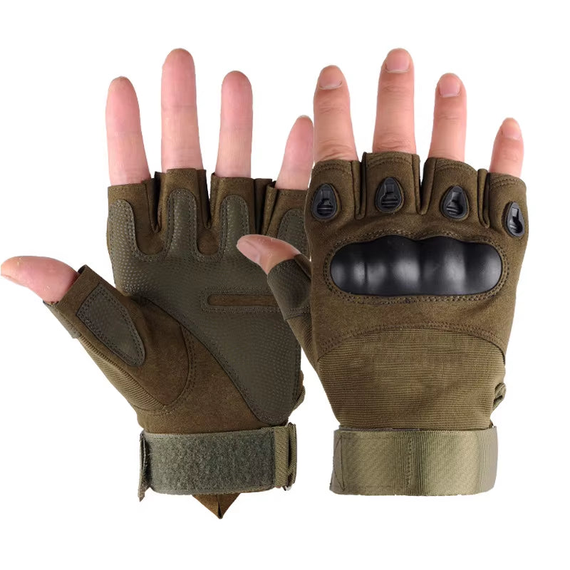 Tactical Hard Knuckle Half Finger Gloves Men'S Combat Hunting Shooting Paintball Duty - Fingerless