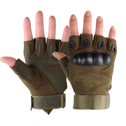 Tactical Hard Knuckle Half Finger Gloves Men'S Combat Hunting Shooting Paintball Duty - Fingerless