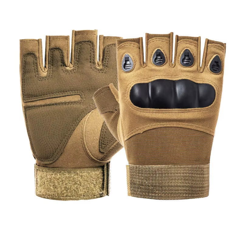 Tactical Hard Knuckle Half Finger Gloves Men'S Combat Hunting Shooting Paintball Duty - Fingerless
