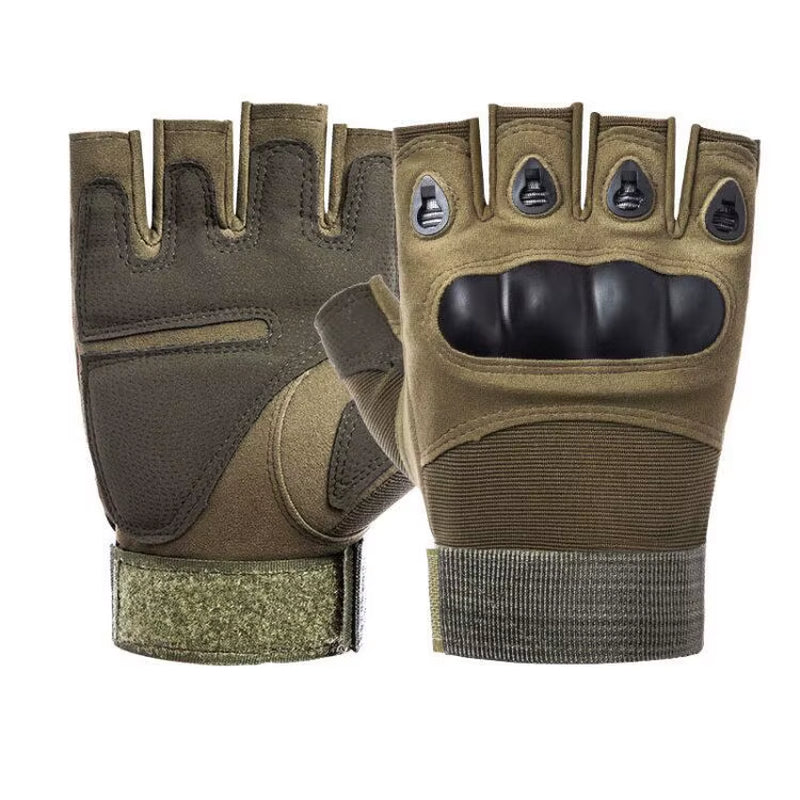 Tactical Hard Knuckle Half Finger Gloves Men'S Combat Hunting Shooting Paintball Duty - Fingerless